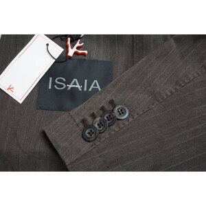 Isaia Napoli Brown Faint Striping Cotton Blend Sport Coat Jacket 40R NEW
